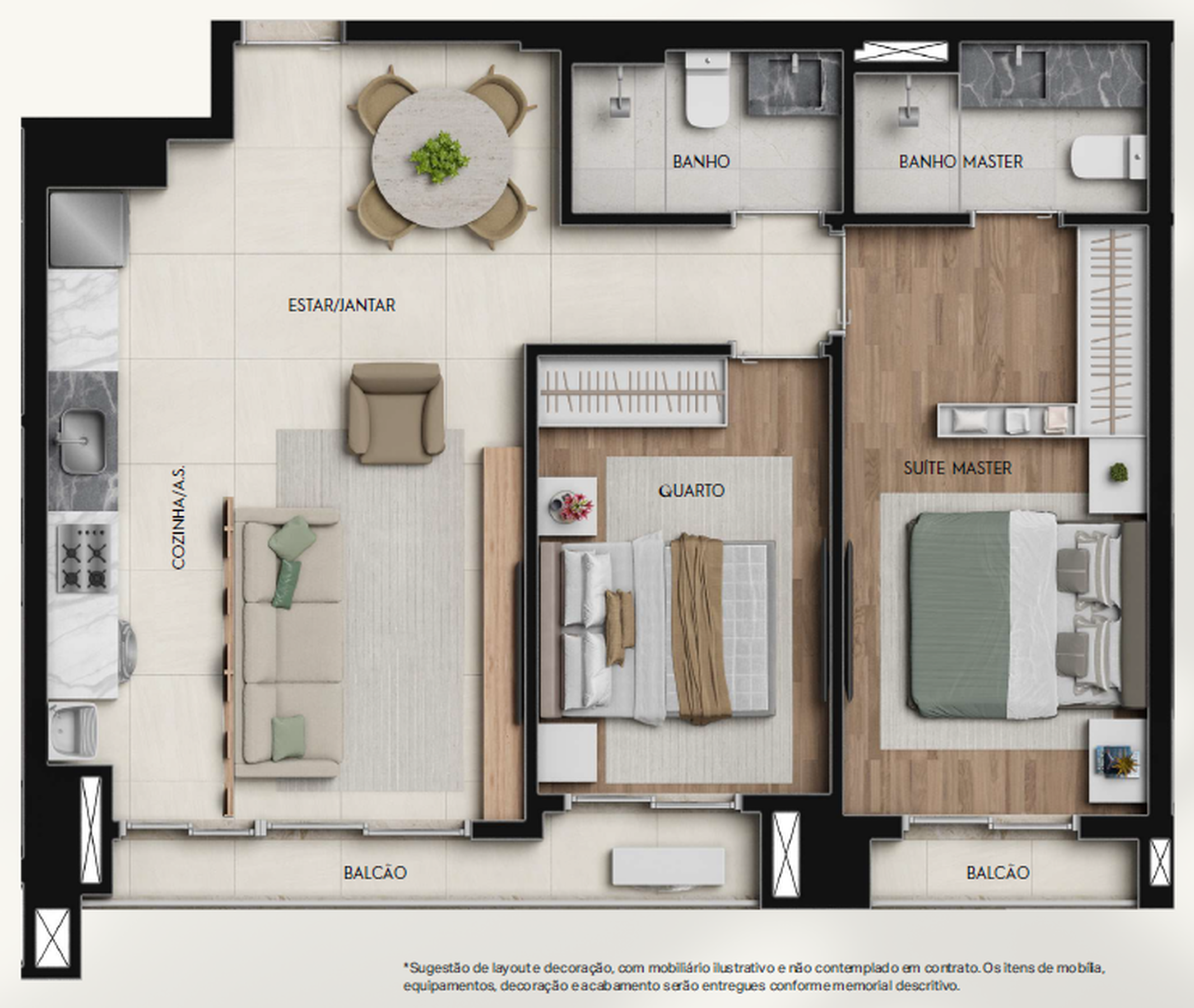 Planta 03 - 2 dorm 71,81m²