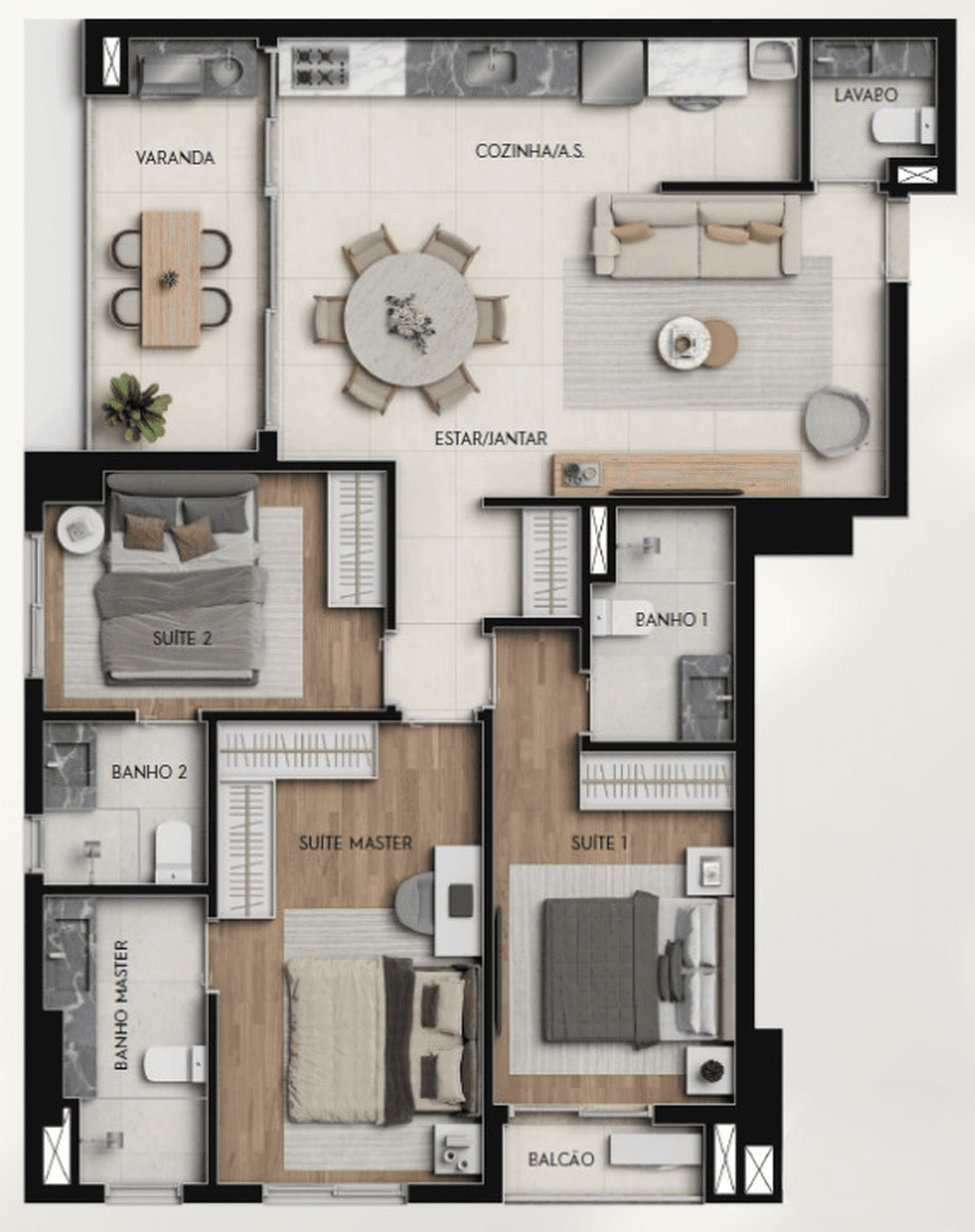 Planta 05 - 3 dorm 95,15m²