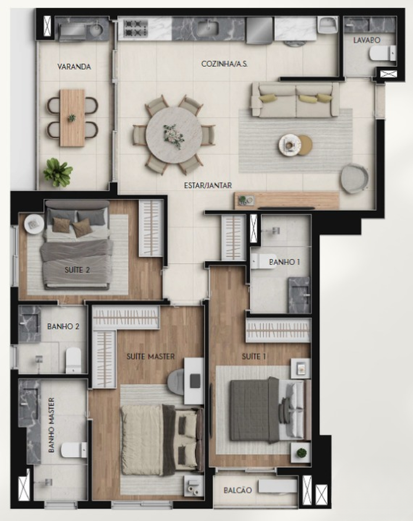 Planta 05 - 3 dorm 95,15m²