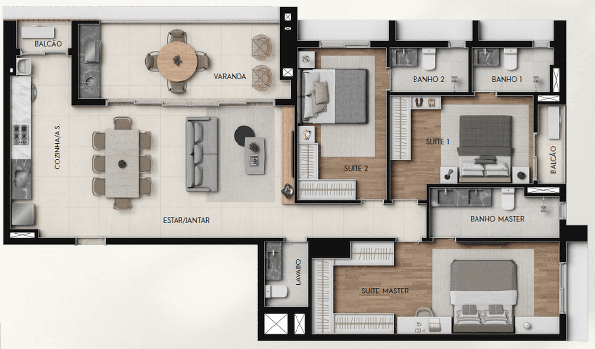 Planta 07 - 3 dorm 129,01m²
