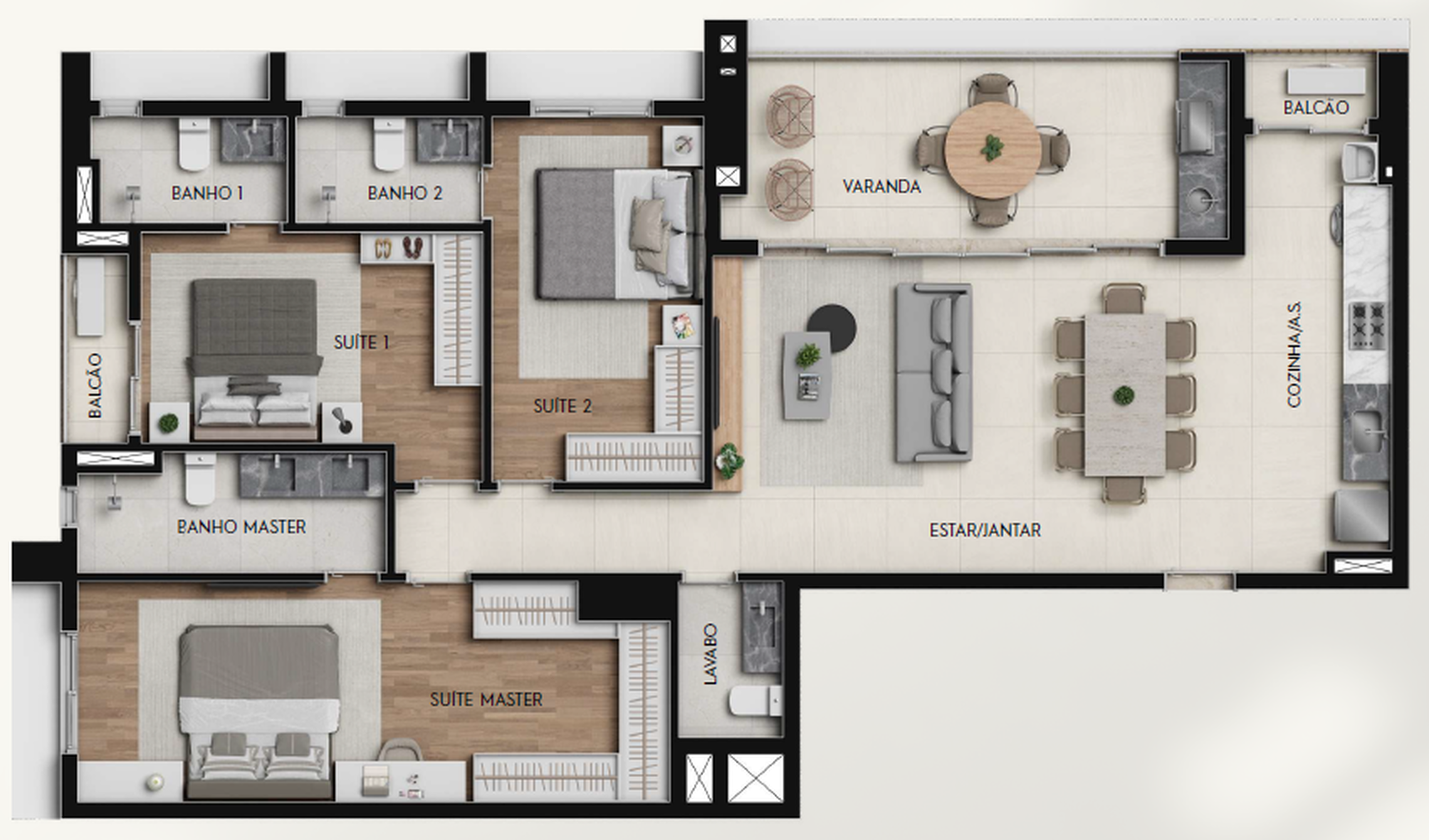 Planta 09 - 3 dorm 129,01m²