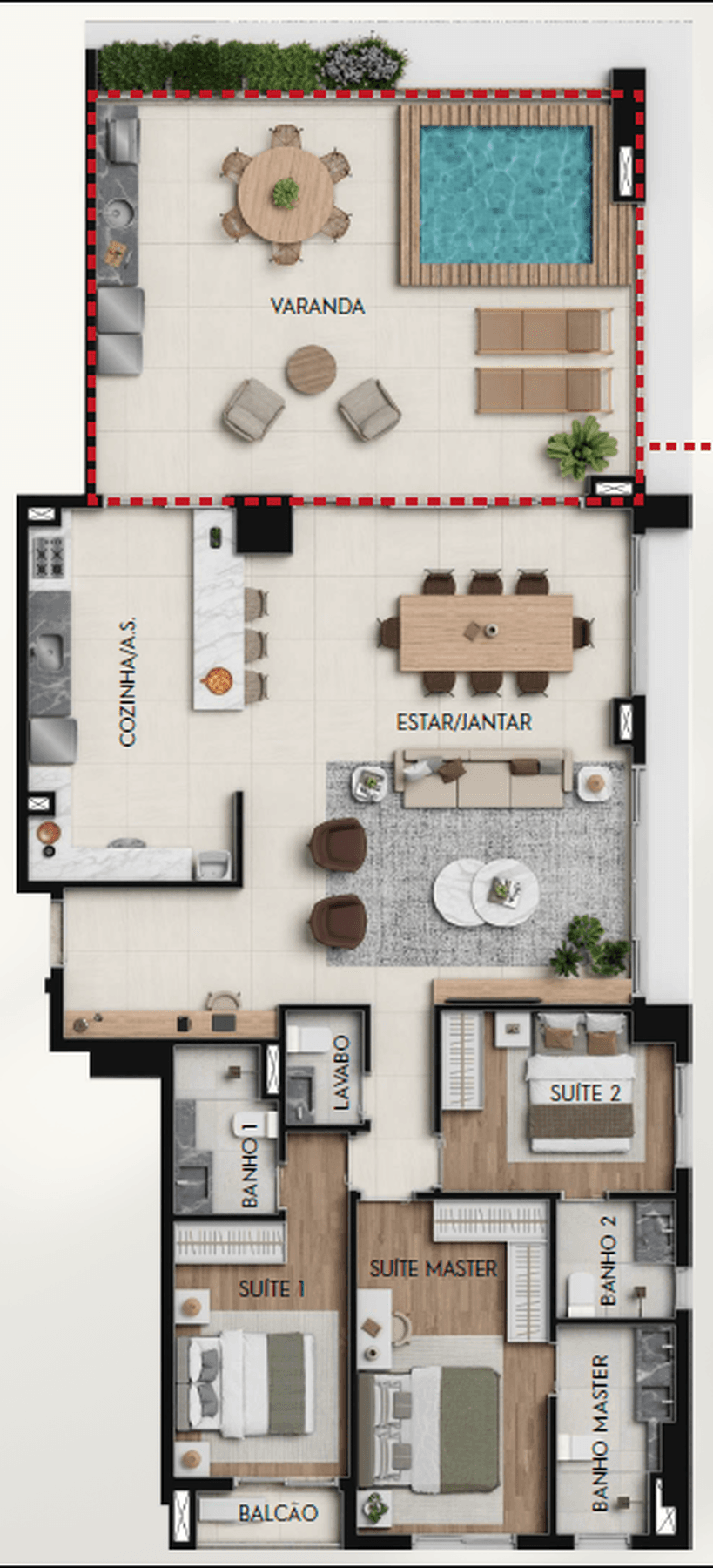 Planta 10 - 3 dorm 173,19m² - penthouse