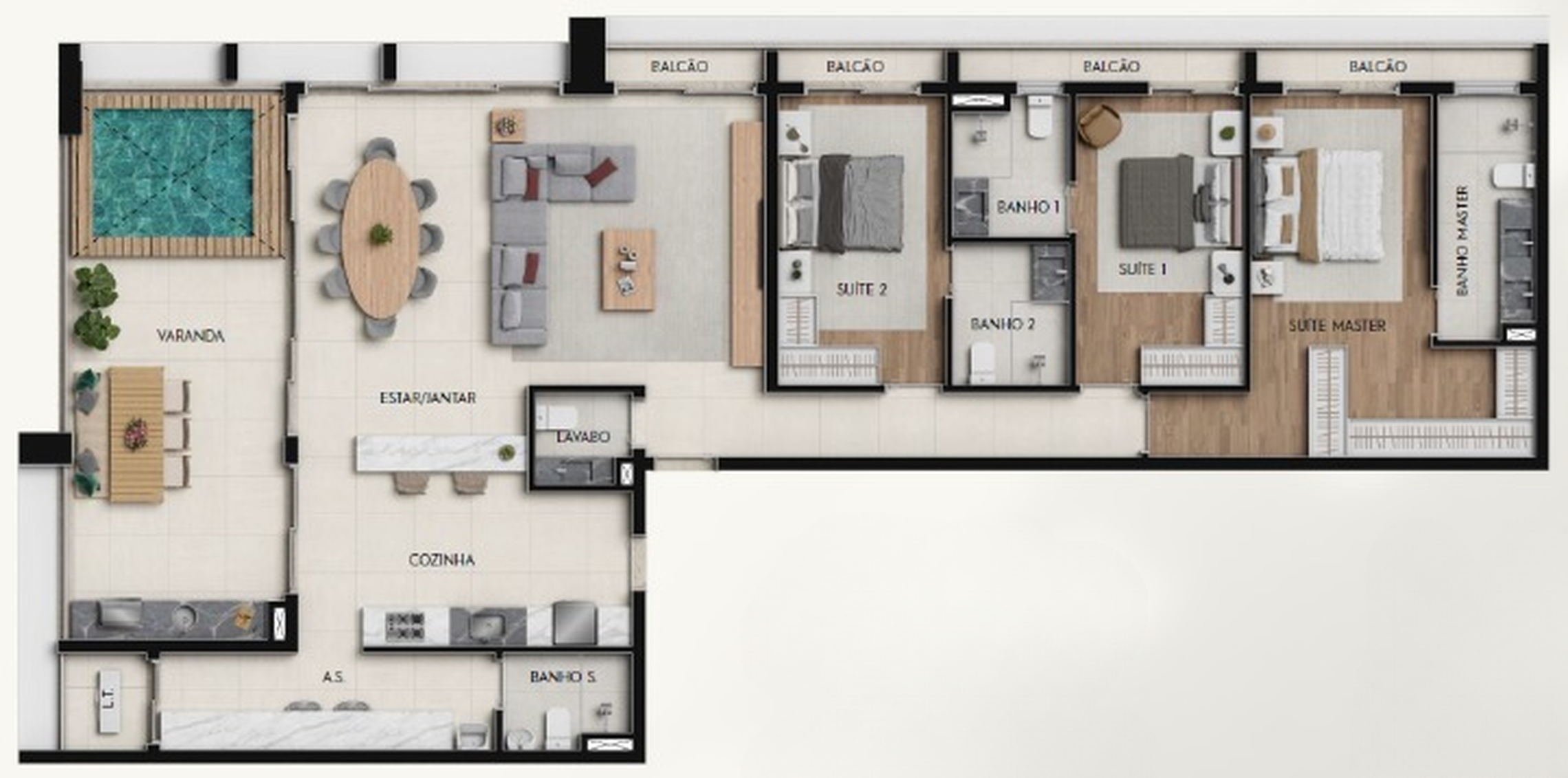 Planta 12 - 3 dorm 189,46m² - cobertura horizontal