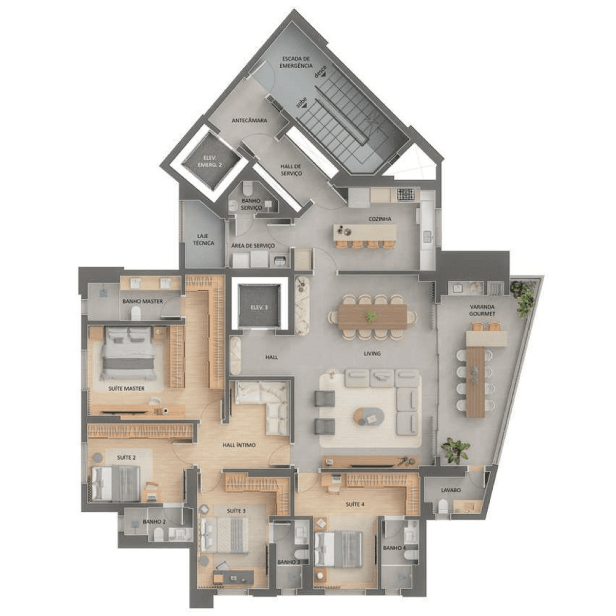 Planta 01 - 4 dorm 235m²