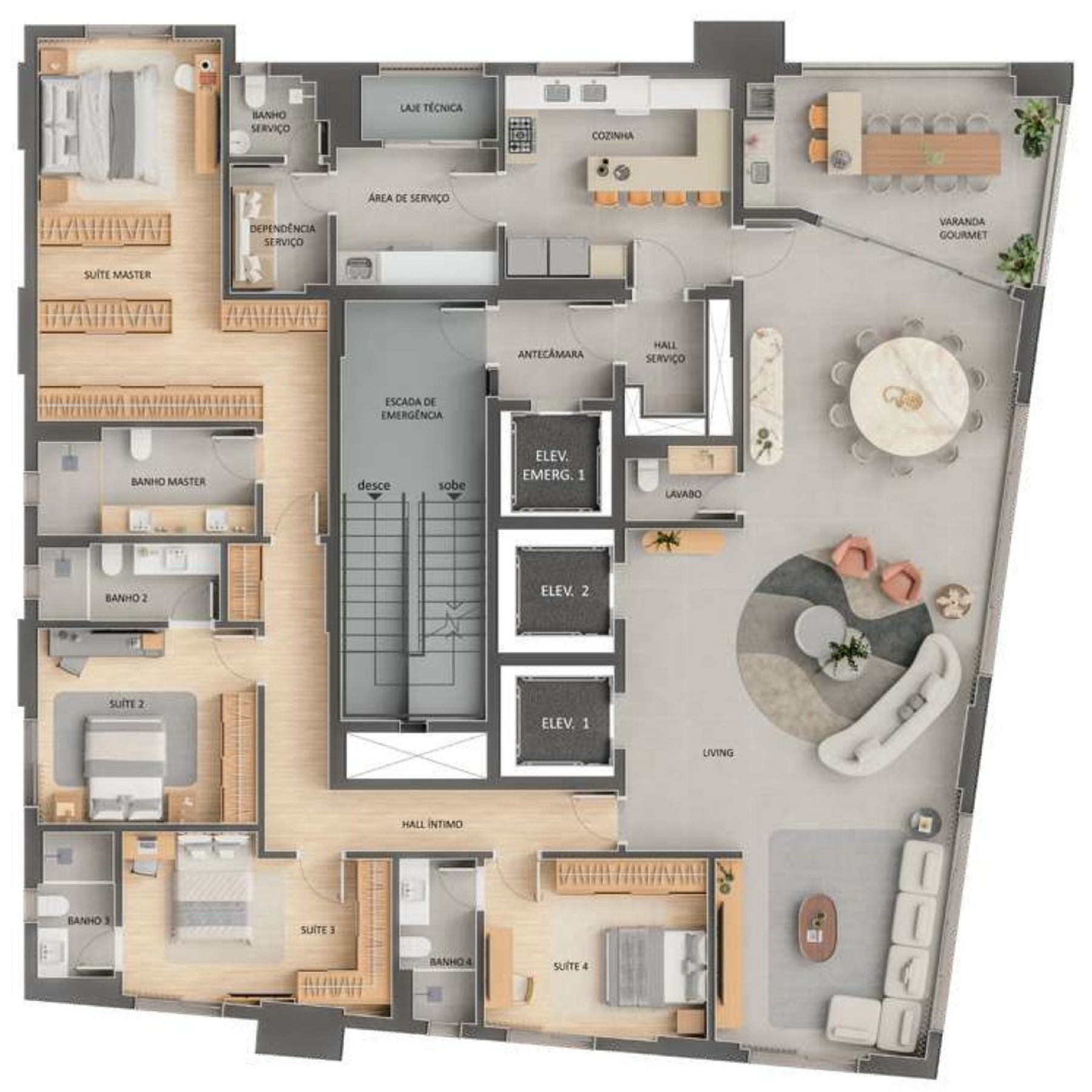 Planta 04 - 4 dorm 280m²