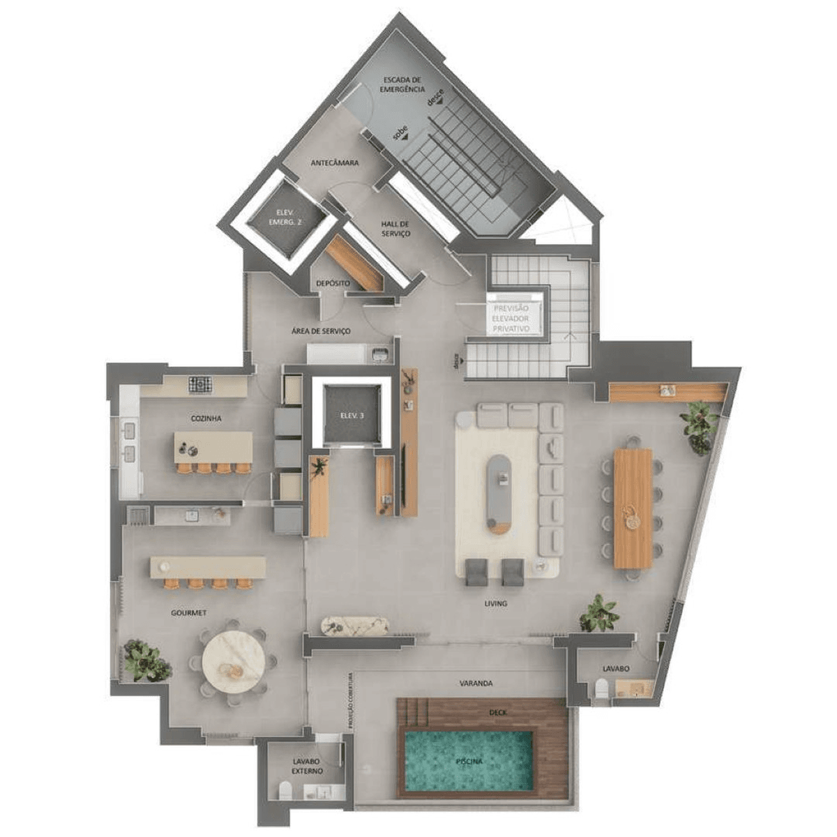 Planta 08 - 4 dorm 446,90m² - cobertura duplex - superior