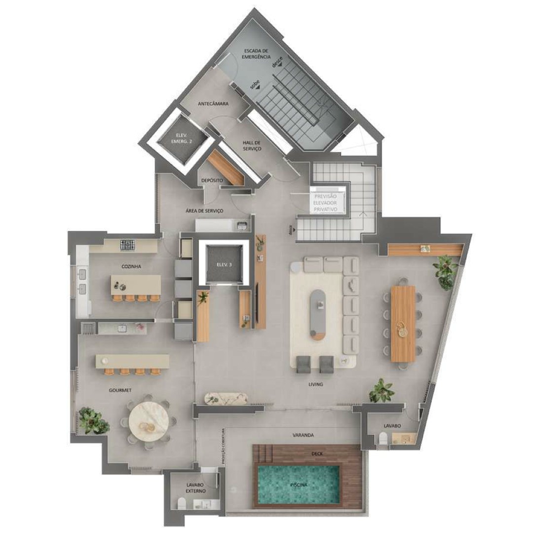 Planta 08 - 4 dorm 446,90m² - cobertura duplex - superior