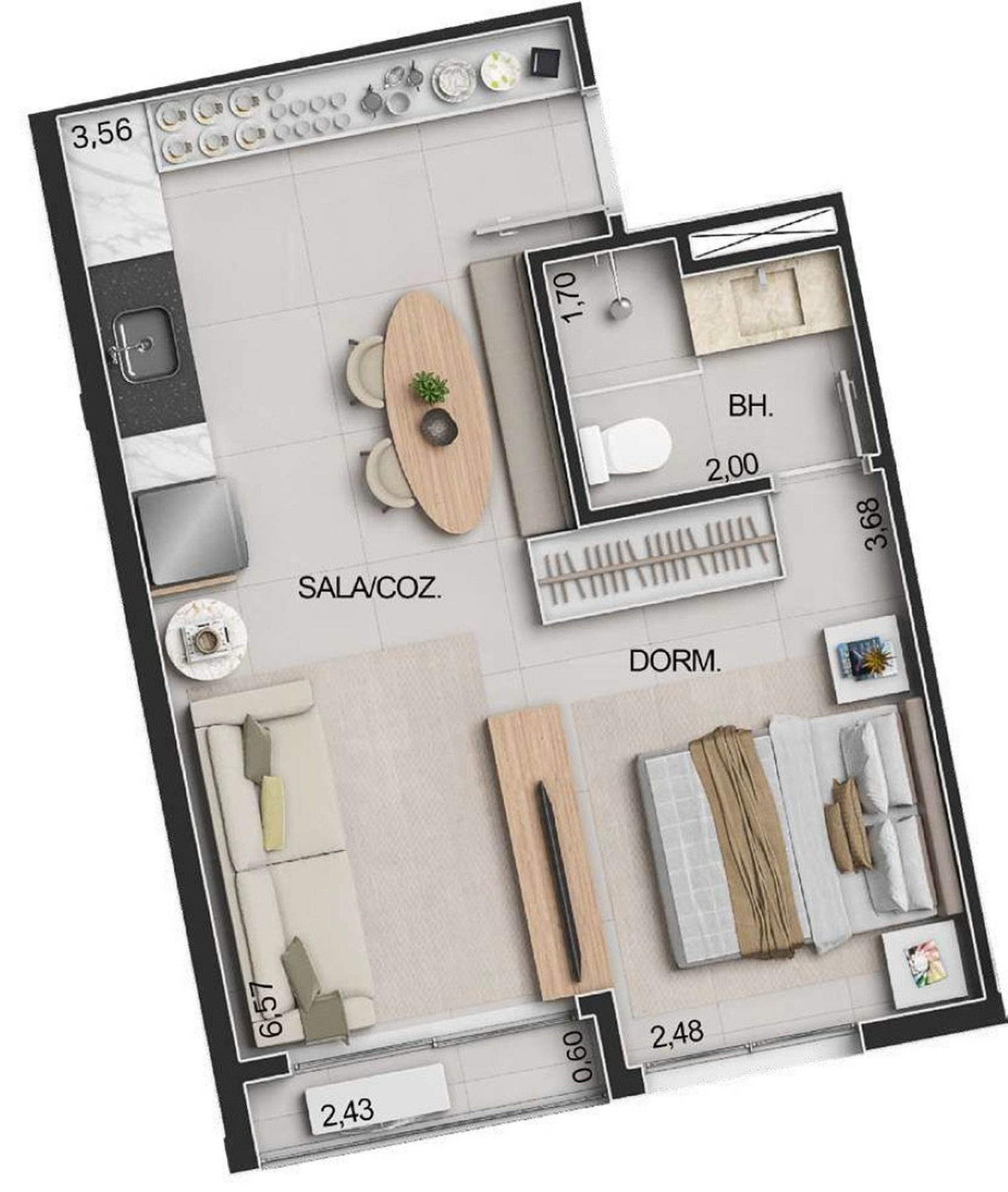 Planta 04 - 1 dorm 37,24m² - studio