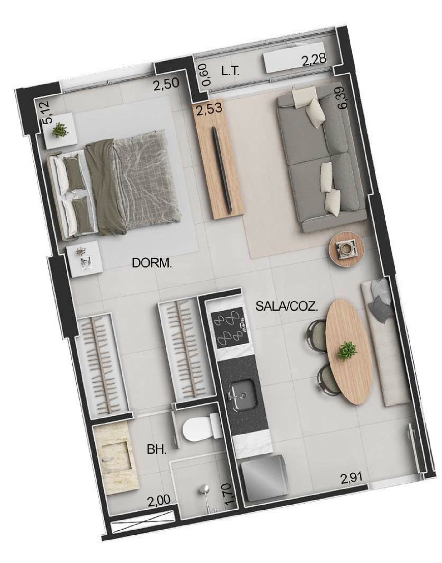Planta 05 - 1 dorm 37,35m² - studio