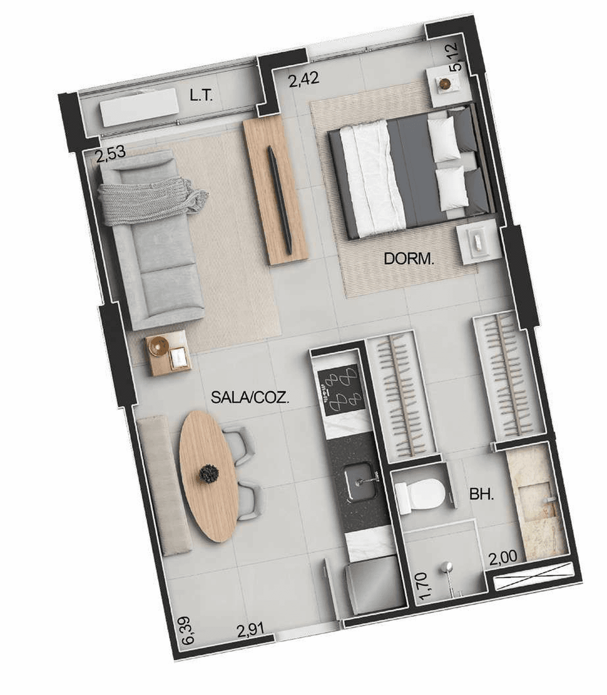 Planta 06 - 1 dorm 37,35m² - studio