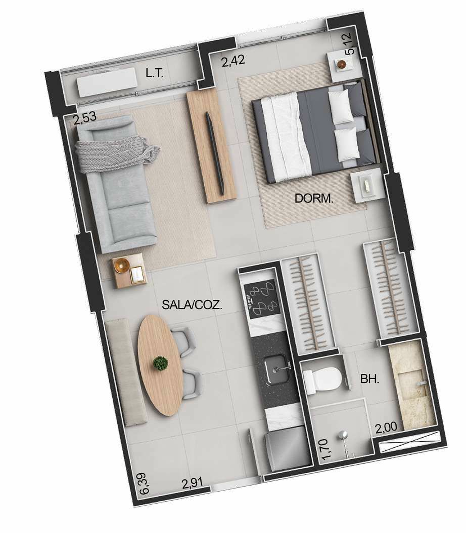 Planta 06 - 1 dorm 37,35m² - studio