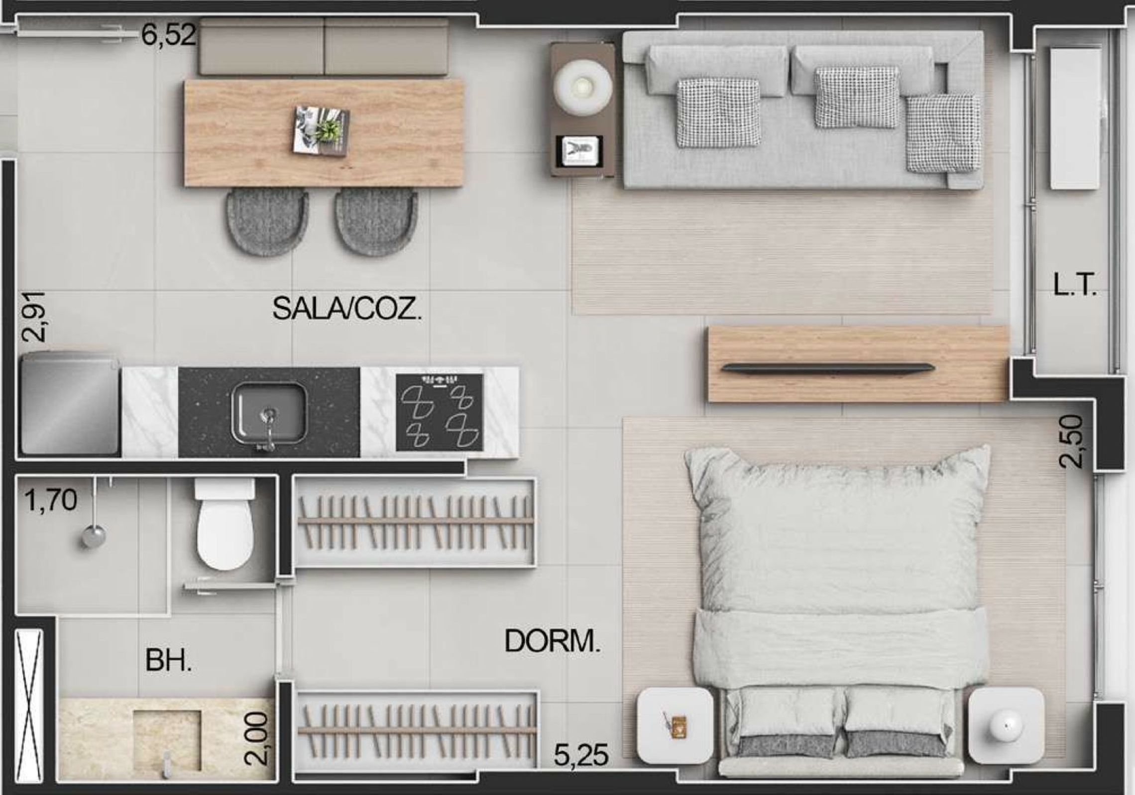 Planta 09 - 1 dorm 38,01m² - studio