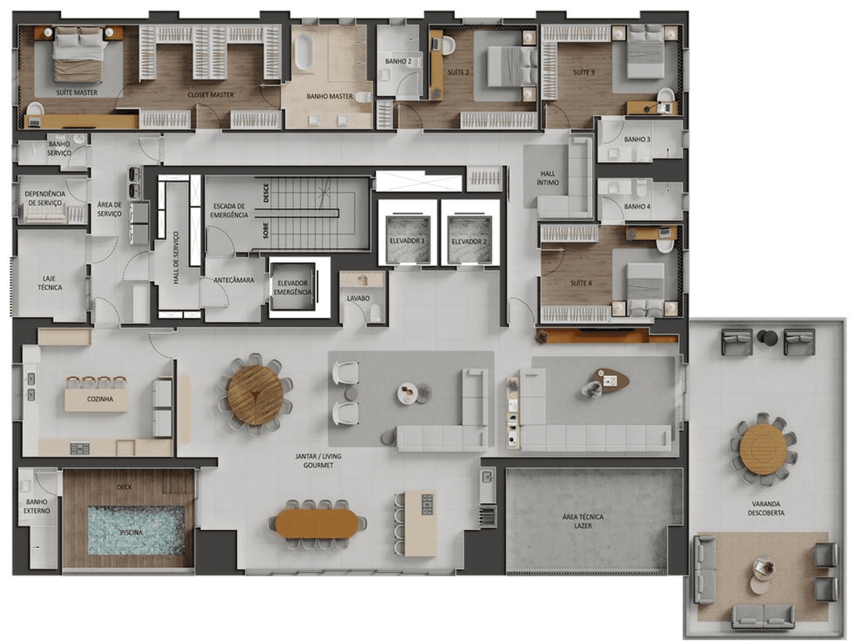 Planta 04 - 4 dorm 495,33m² - garden