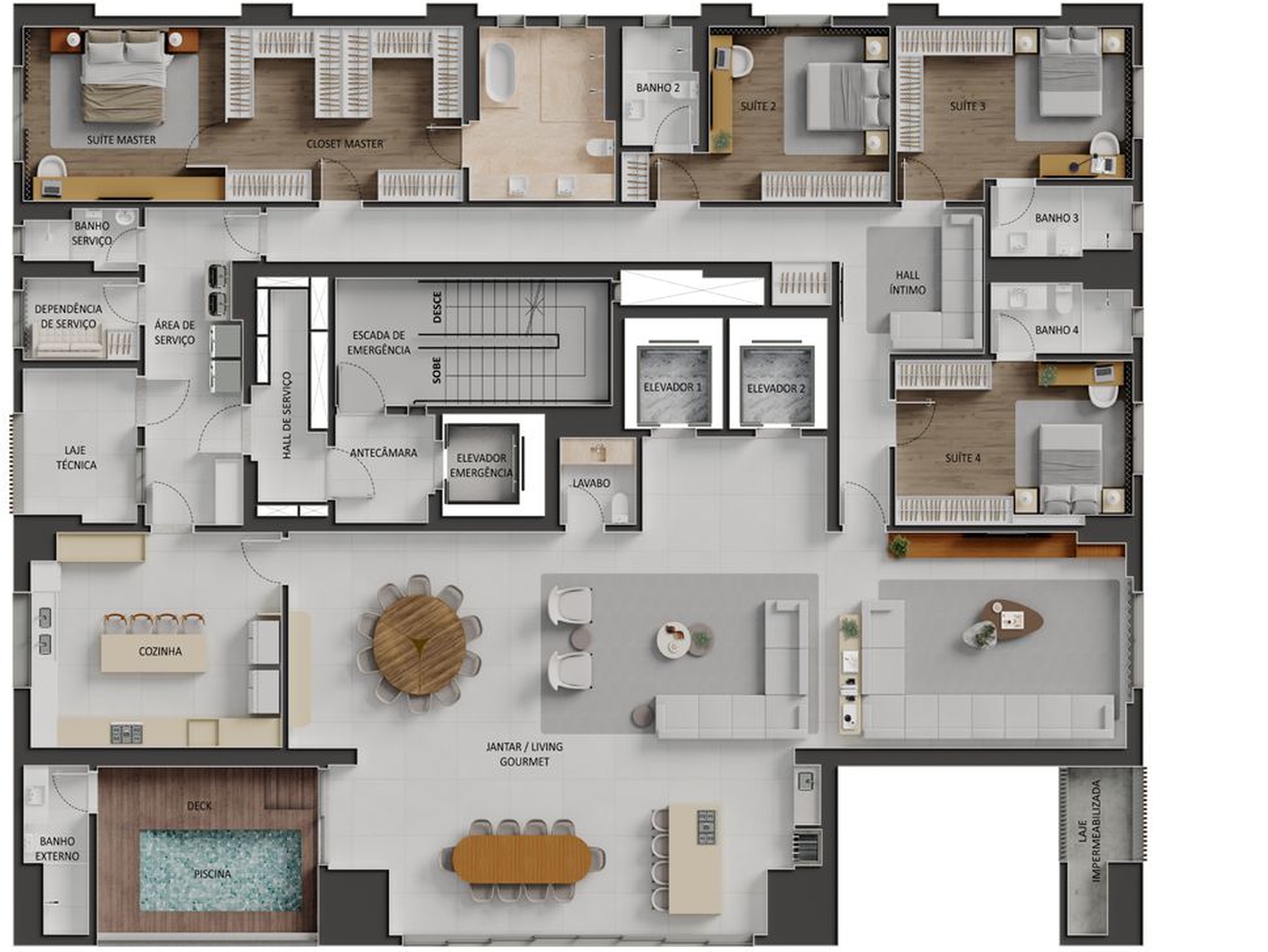 Planta 02 - 4 dorm 428,08m²
