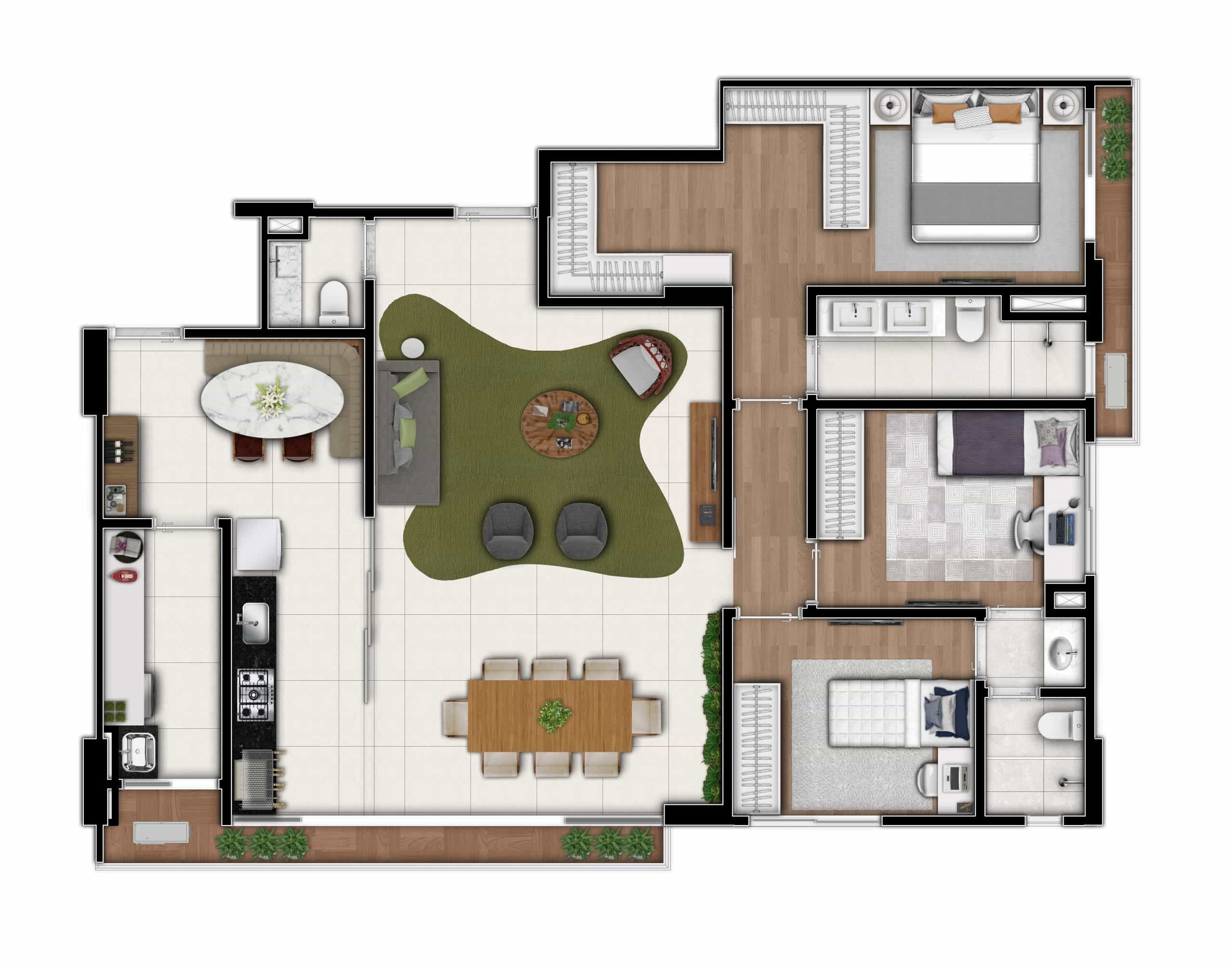 Planta 02 - 3 dorm 130 24m²