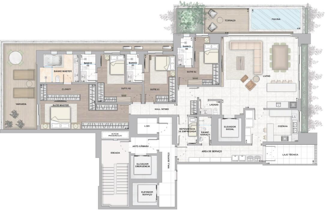 Planta 02 - 4 dorm 323 43m²