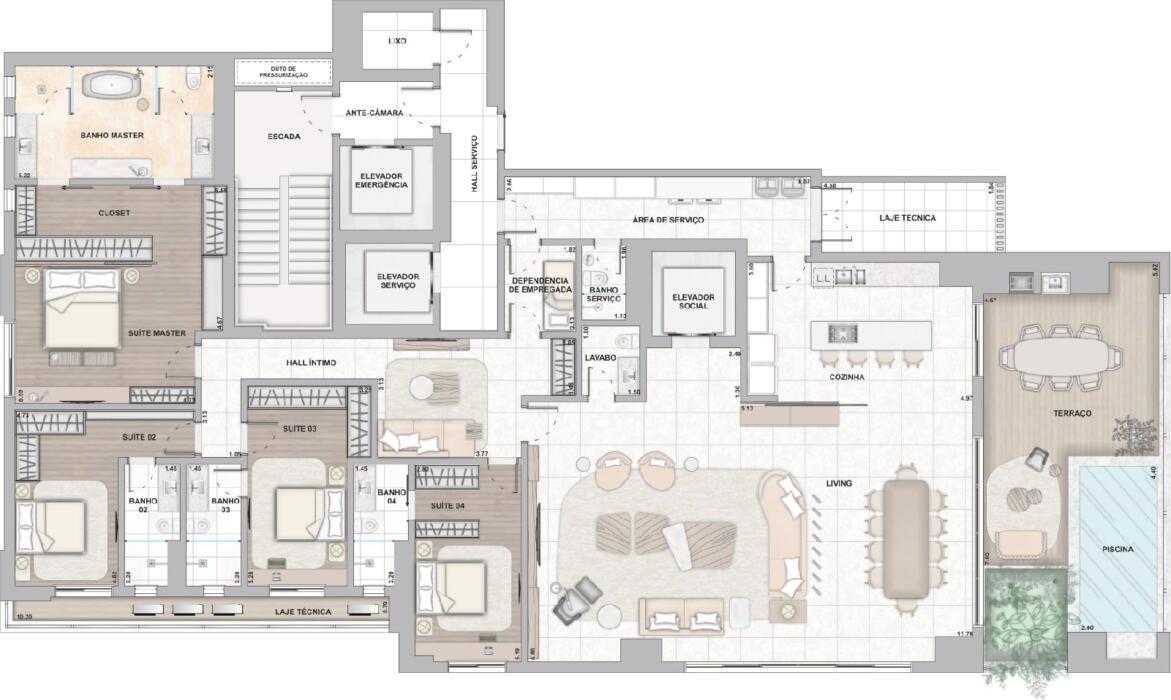 Planta 08 - 4 dorm 370m²