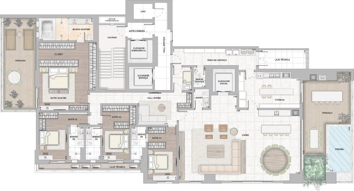 Planta 11 - 4 dorm 398 60m²