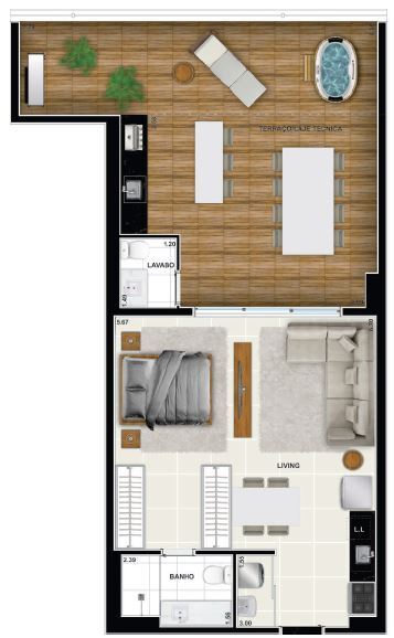 Planta 11 - 1 dorm 85 54m² - garden