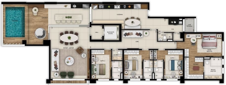 Planta 03 - 4 dorm 268 81m²