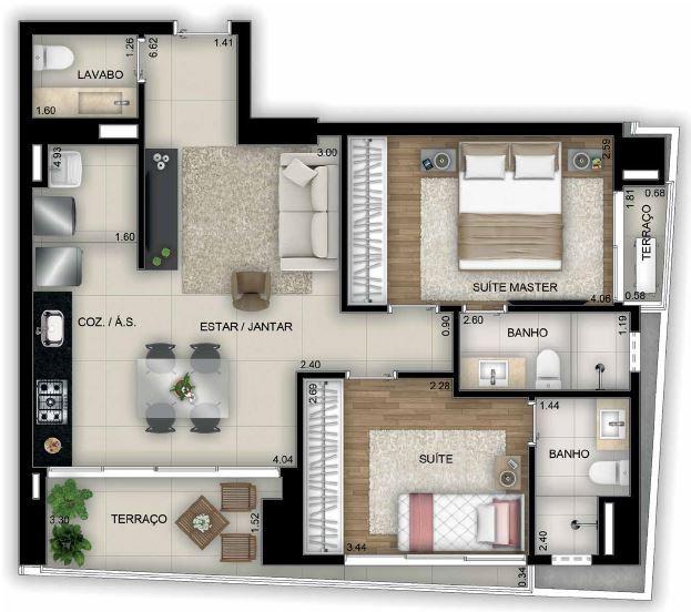 Planta 07 - 2 dorm 71 18m²