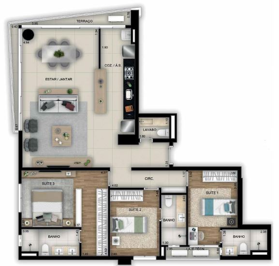 Planta 10 - 3 dorm 119 38m²