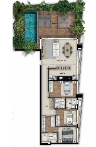 Planta 13 - 3 dorm 167 67m²