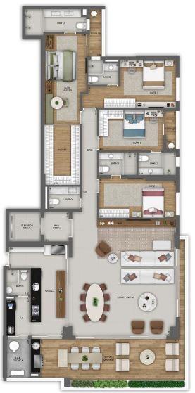 Planta 04 - 4 dorm 245m²