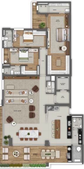 Planta 09 - 3 dorm 262m² - opção 2