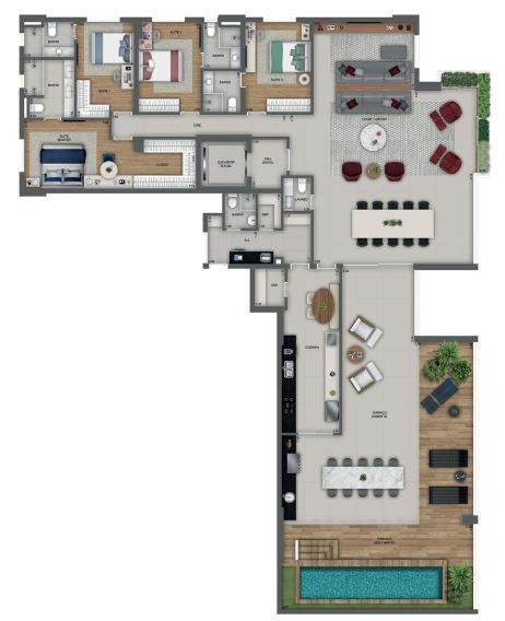 Planta 10 - 4 dorm 343m²