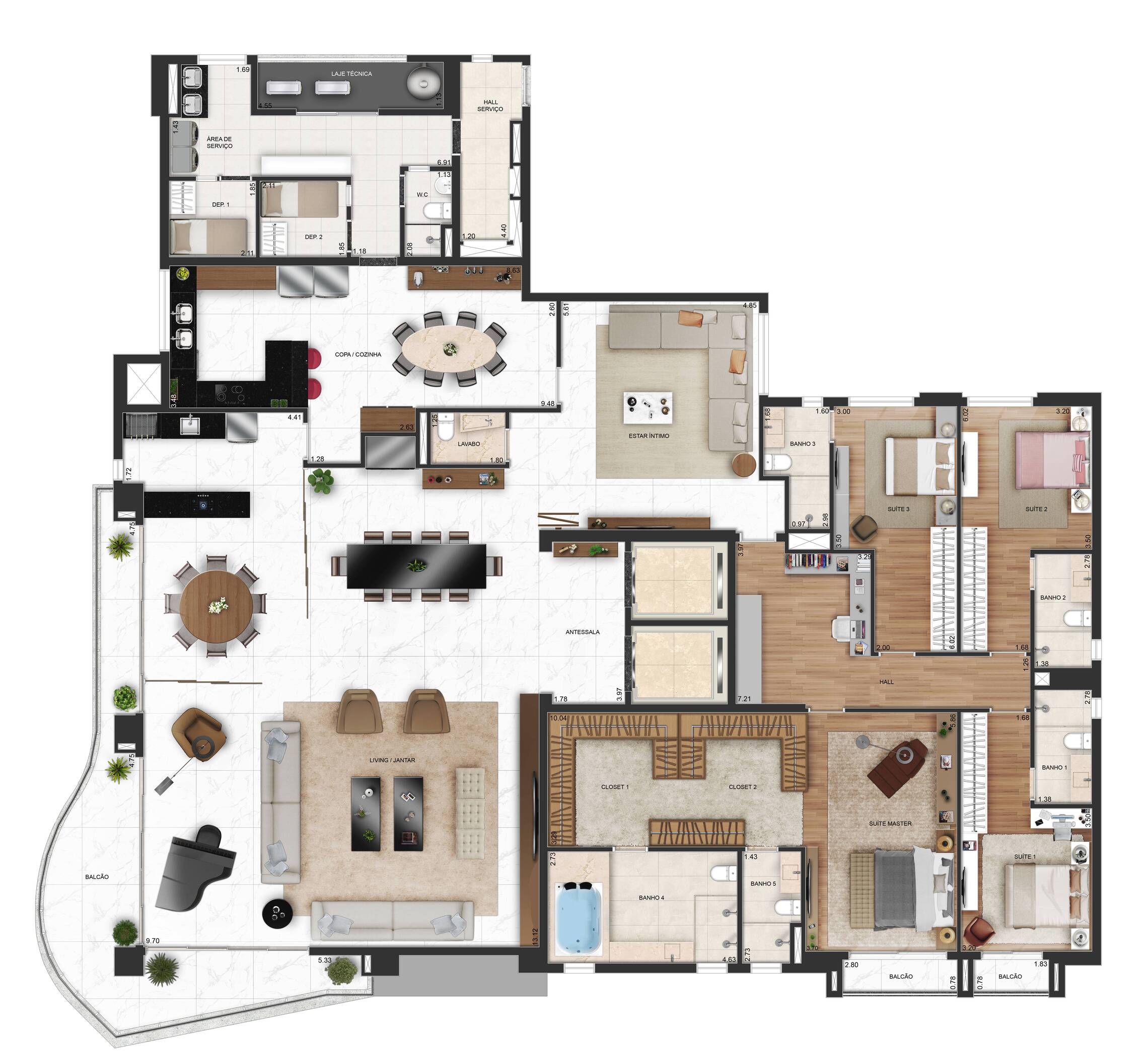 Planta 01 - 4 dorm 445m²