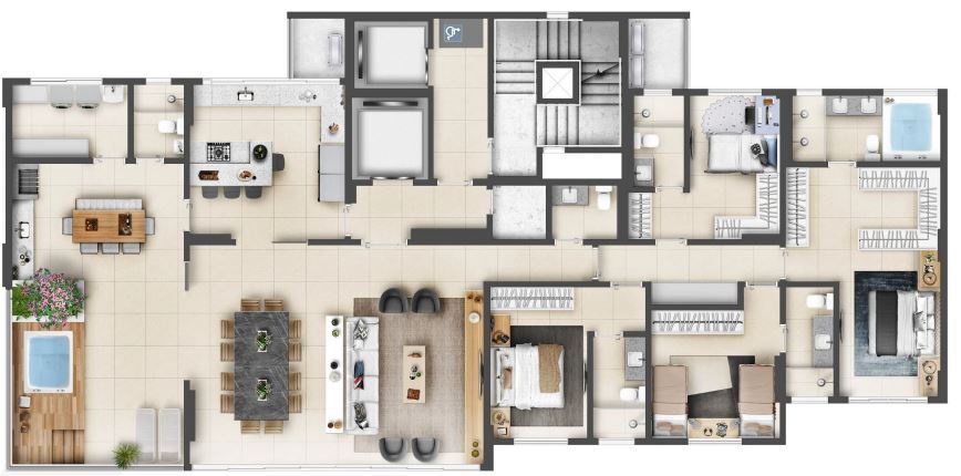 Planta 03 - 4 dorm 243m² - cobertura horizontal