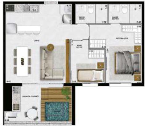 Planta 04 - 2 dorm 82m²