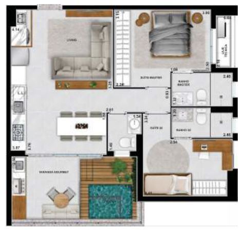 Planta 07 - 2 dorm 86m²