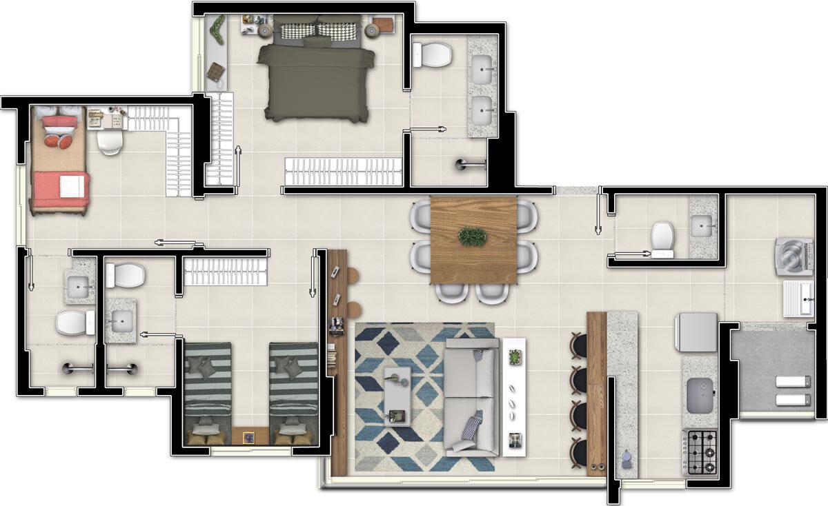 Planta 08 - 3 dorm 97m²