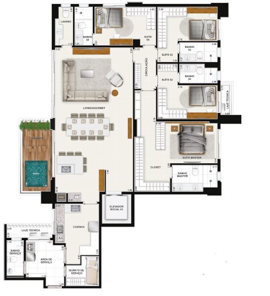 Planta 05 - 3 dorm 201 51m²