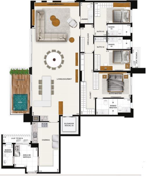 Planta 06 - 4 dorm 201 51m² - opção