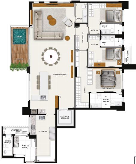 Planta 08 - 4 dorm 202 67m² - opção