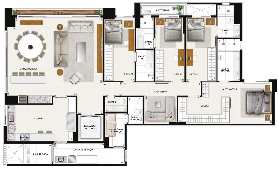 Planta 11 - 3 dorm 225 08m²
