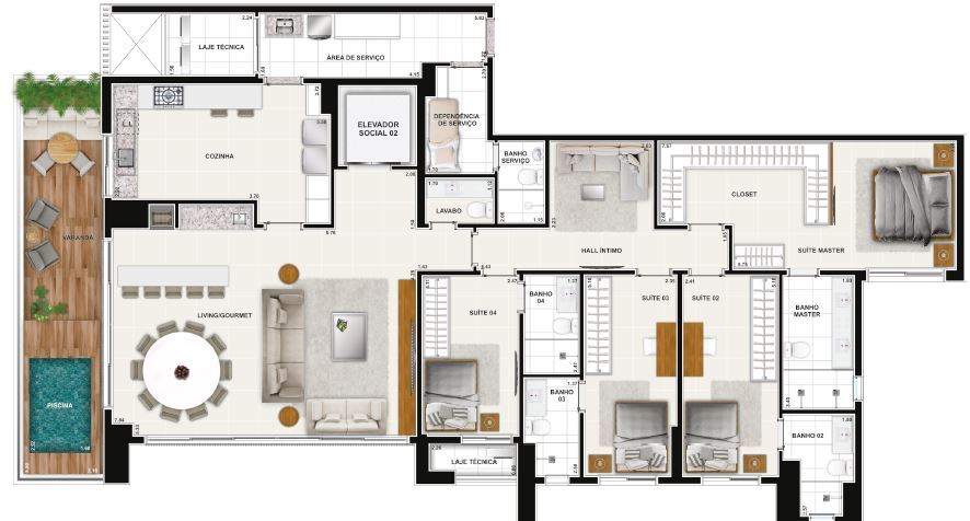 Planta 20 - 4 dorm 247 11m² - opção