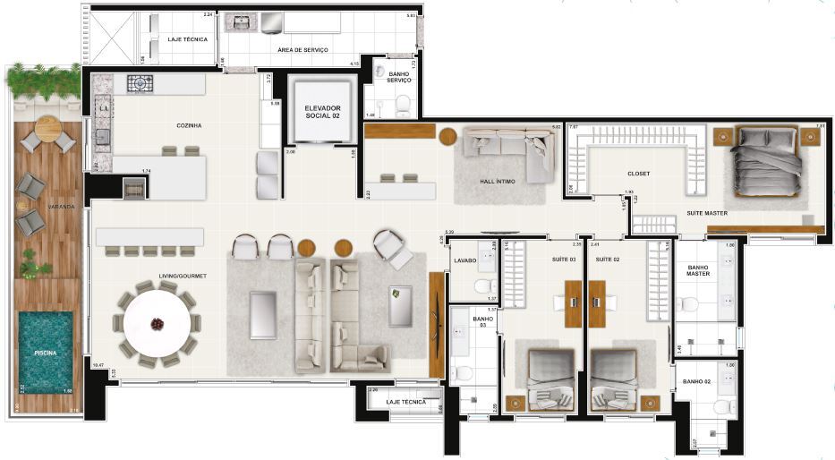 Planta 21 - 3 dorm 233 20m²