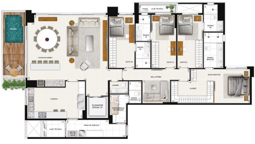 Planta 22 - 4 dorm 233 20m² - opção