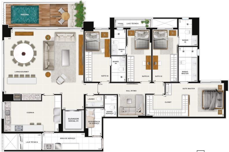 Planta 24 - 4 dorm 239 29m² - opção