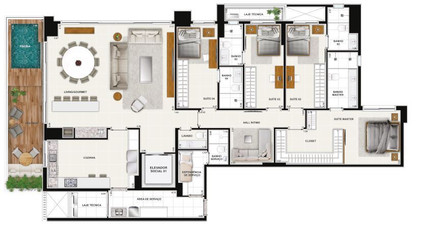 Planta 28 - 4 dorm 244 32m² - opção