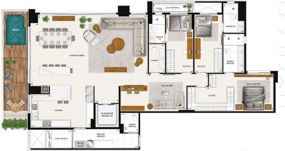 Planta 29 - 3 dorm 247 11m²