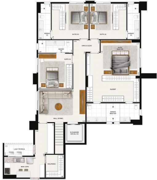 Planta 31 - 4 dorm 481 86m² - cobertura duplex - inferior