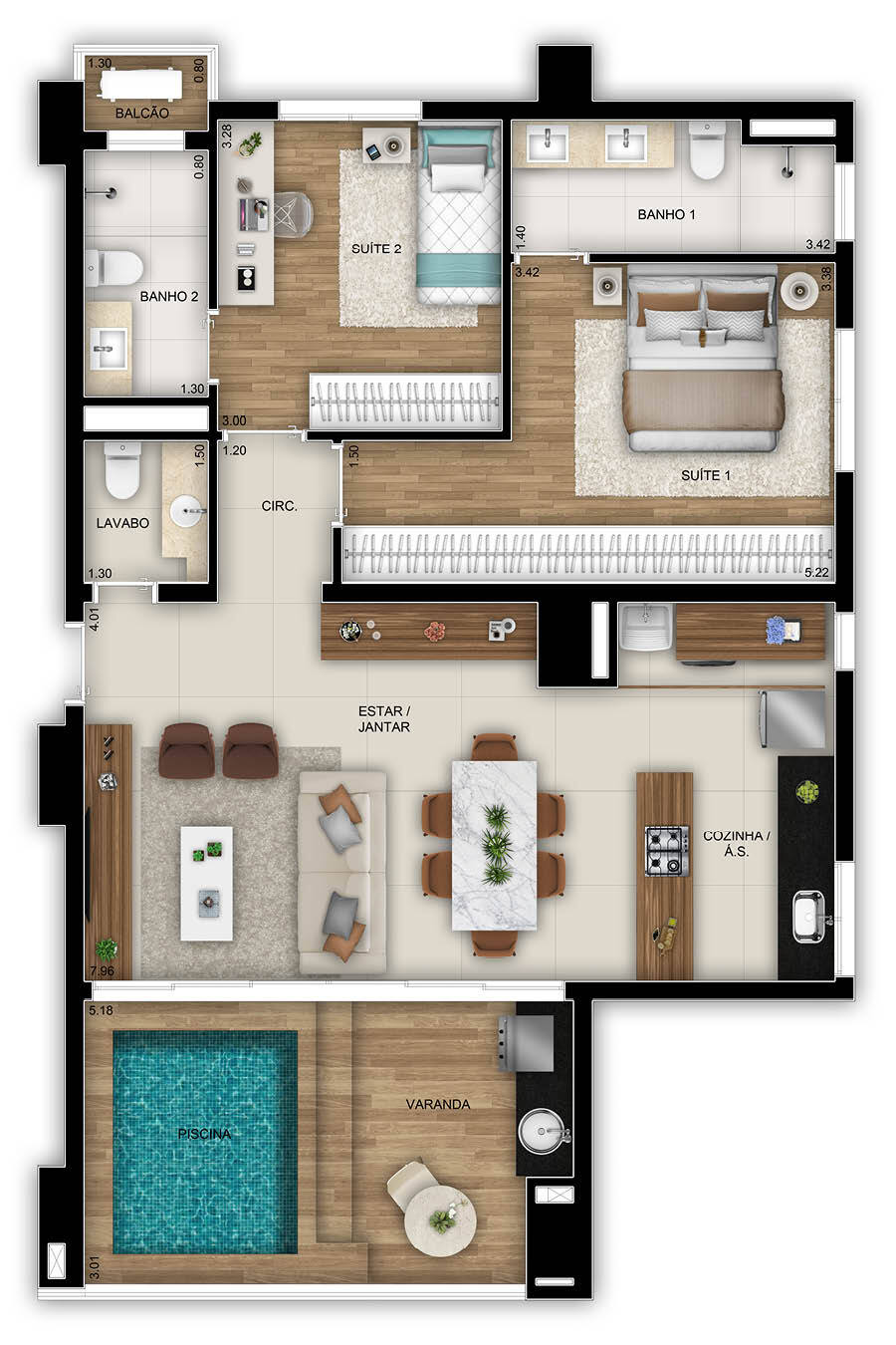 Planta 06 - 2 dorm 99 39m²