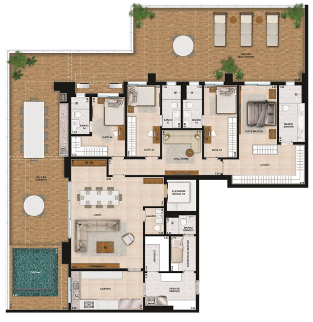 Planta 08 - 4 dorm 365m²