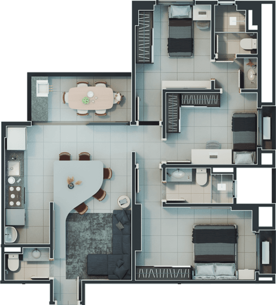 Planta 04 - 3 dorm 81 80m²