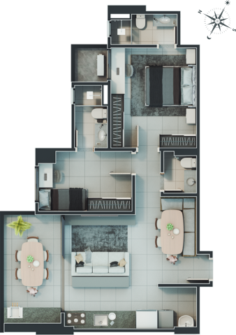 Planta 05 - 2 dorm 75 78m²